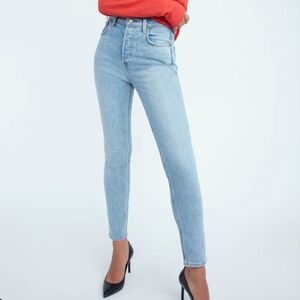 Aritzia Denim Forum Yoko High Rise Slim Cigarette Light Wash Jean Size 29 X 30L